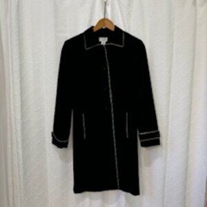 LOFT Black Raincoat with white piping, fully lined, excellent condition